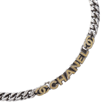 Chanel Necklace Metallic Silver Logo Coco Mark Women
