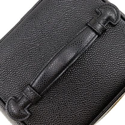 Chanel Handbag A01998 Caviar Skin Black Vanity Women Secondhand
