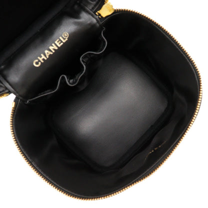 Chanel Handbag A01998 Caviar Skin Black Vanity Women Secondhand