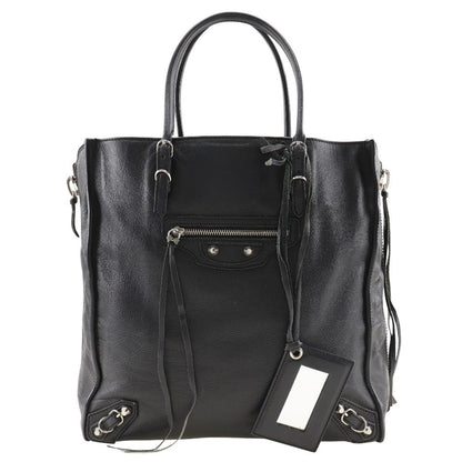 Balenciaga Tote Bag 255412 Calfskin Black Paper Bag Women