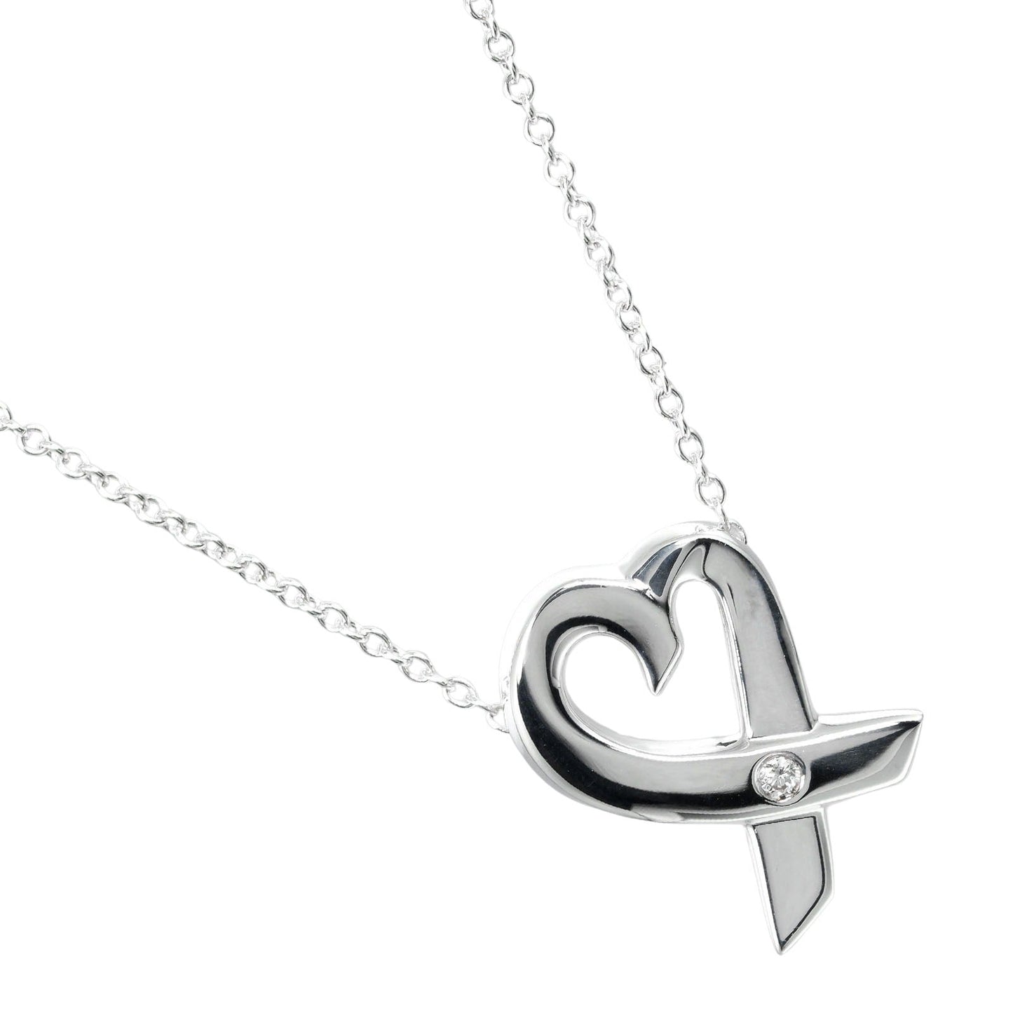 Tiffany&Co. Necklace Silver925, 1P Diamond Silver Loving Heart Women