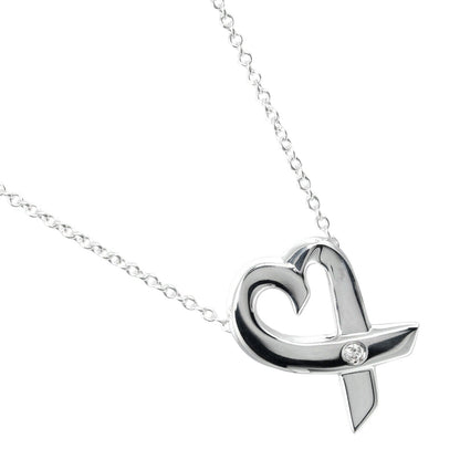 Tiffany&Co. Necklace Silver925, 1P Diamond Silver Loving Heart Women