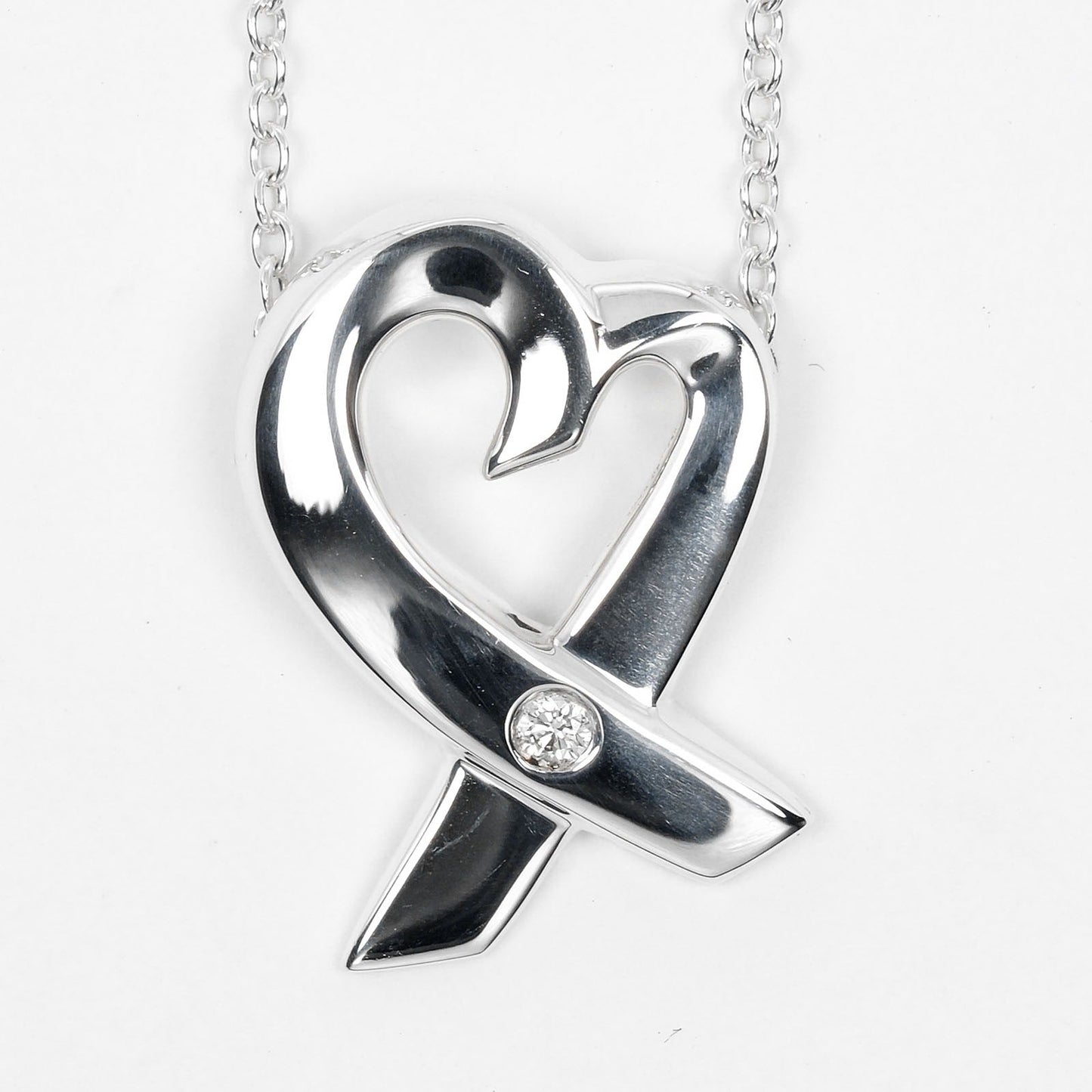 Tiffany&Co. Necklace Silver925, 1P Diamond Silver Loving Heart Women