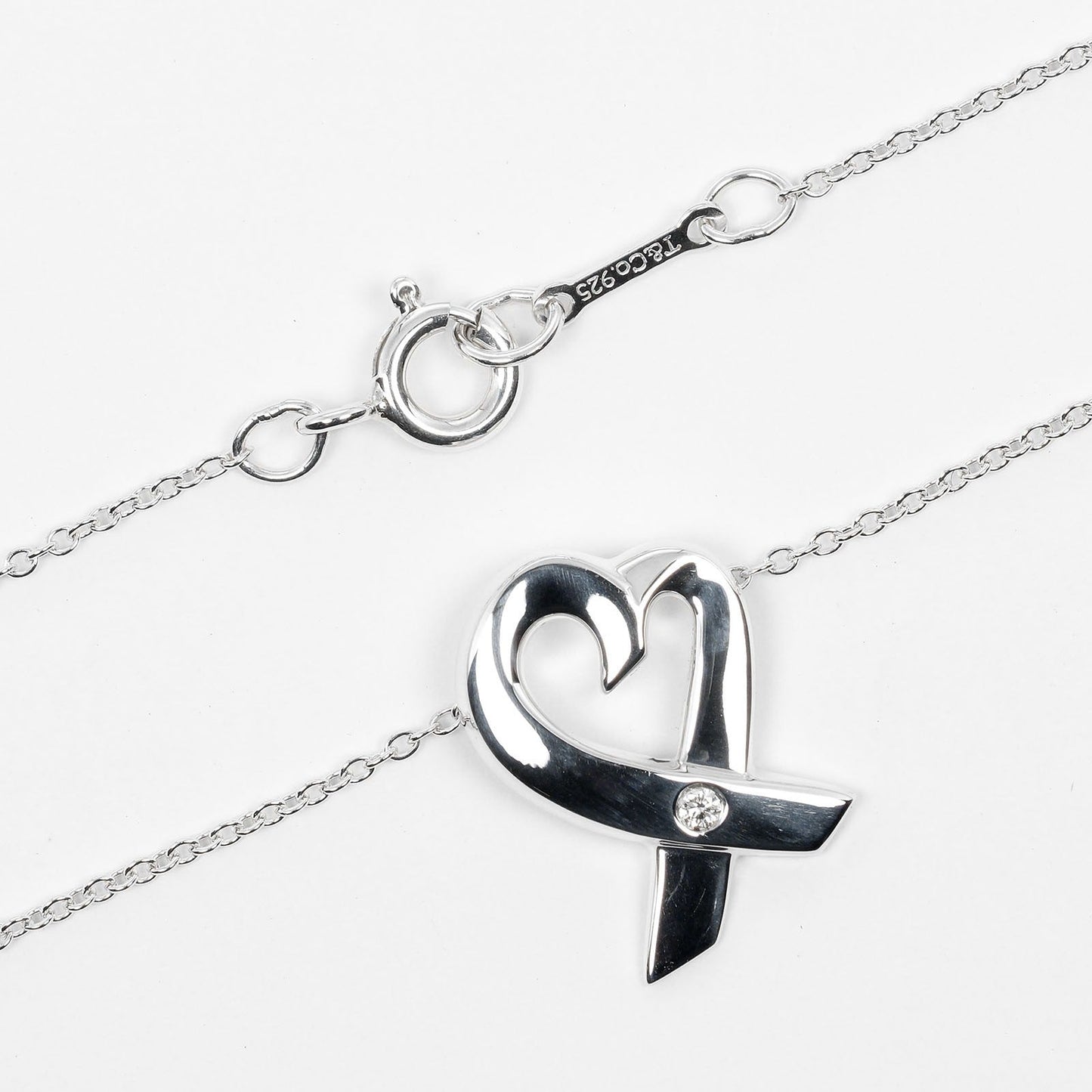 Tiffany&Co. Necklace Silver925, 1P Diamond Silver Loving Heart Women