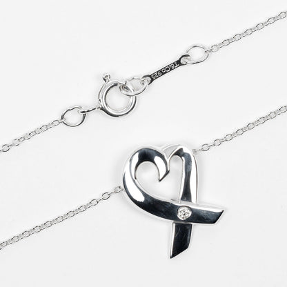 Tiffany&Co. Necklace Silver925, 1P Diamond Silver Loving Heart Women