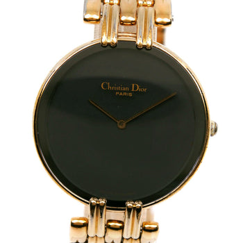 Dior Watches Quartz 47 154-2 Plated Gold Gold Bagira Black Dial Mens