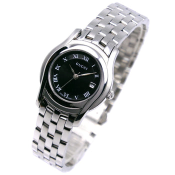 Gucci Watches Quartz 5500L Stainless Steel Silver G Class Black Dial Women
