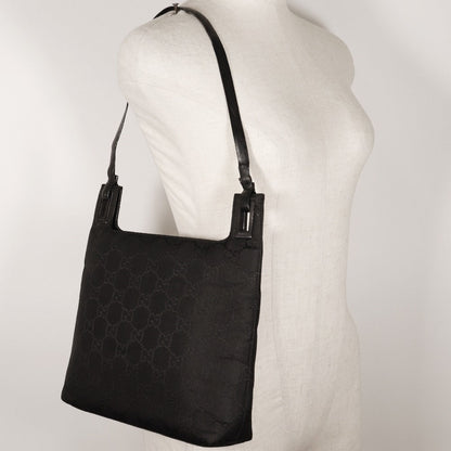Gucci Shoulder Bag 1998 Gg Nylon Black One Belt Women