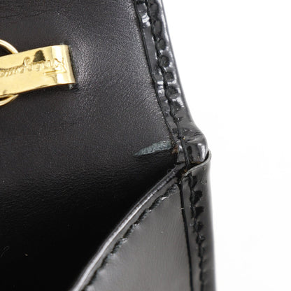 Salvatore Ferragamo Shoulder Bag Aq21-8752 Enamel Black 2-Way Clutch Gancini Chainshoulder Women