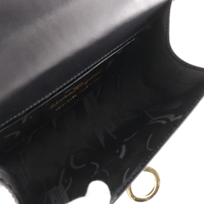 Salvatore Ferragamo Shoulder Bag Aq21-8752 Enamel Black 2-Way Clutch Gancini Chainshoulder Women