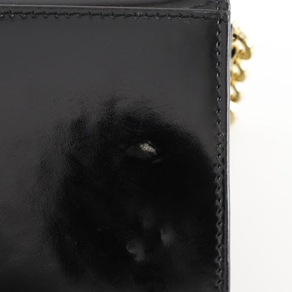 Salvatore Ferragamo Shoulder Bag Aq21-8752 Enamel Black 2-Way Clutch Gancini Chainshoulder Women