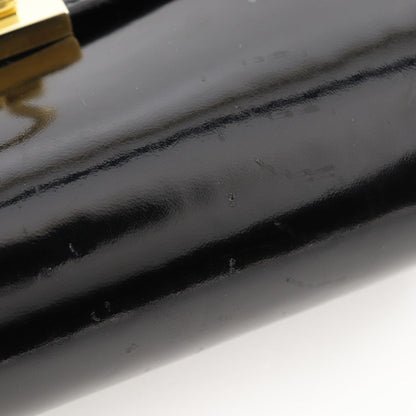 Salvatore Ferragamo Shoulder Bag Aq21-8752 Enamel Black 2-Way Clutch Gancini Chainshoulder Women
