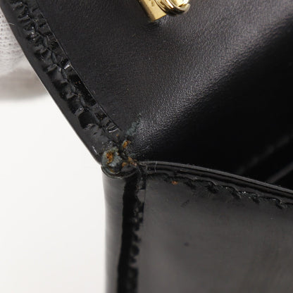 Salvatore Ferragamo Shoulder Bag Aq21-8752 Enamel Black 2-Way Clutch Gancini Chainshoulder Women