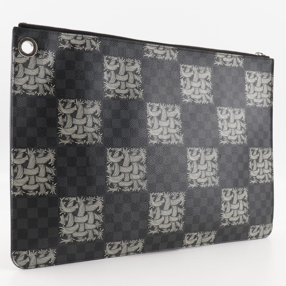 Louis Vuitton Clutch Bag M61232 Damier Grafitto Canvas Black Christopher Nemes Pochette Jules Gm