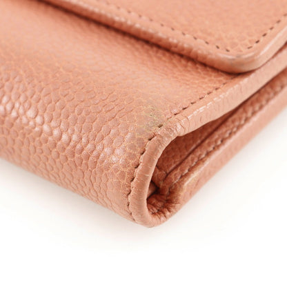 Chanel Tri-Fold Wallet Caviar Skin Pink Coco Mark Women