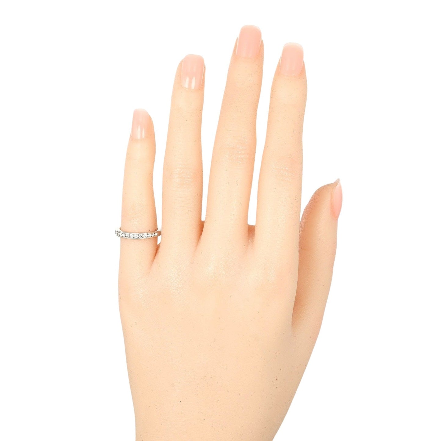 Tiffany&Co. Ring Pt950Platinum, Diamond Clear, Silver 0.1" Model Setting Half Circle Women