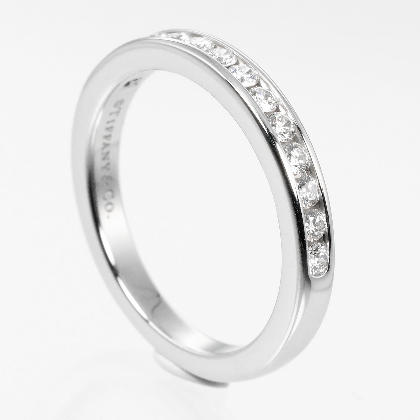 Tiffany&Co. Ring Pt950Platinum, Diamond Clear, Silver 0.1" Model Setting Half Circle Women