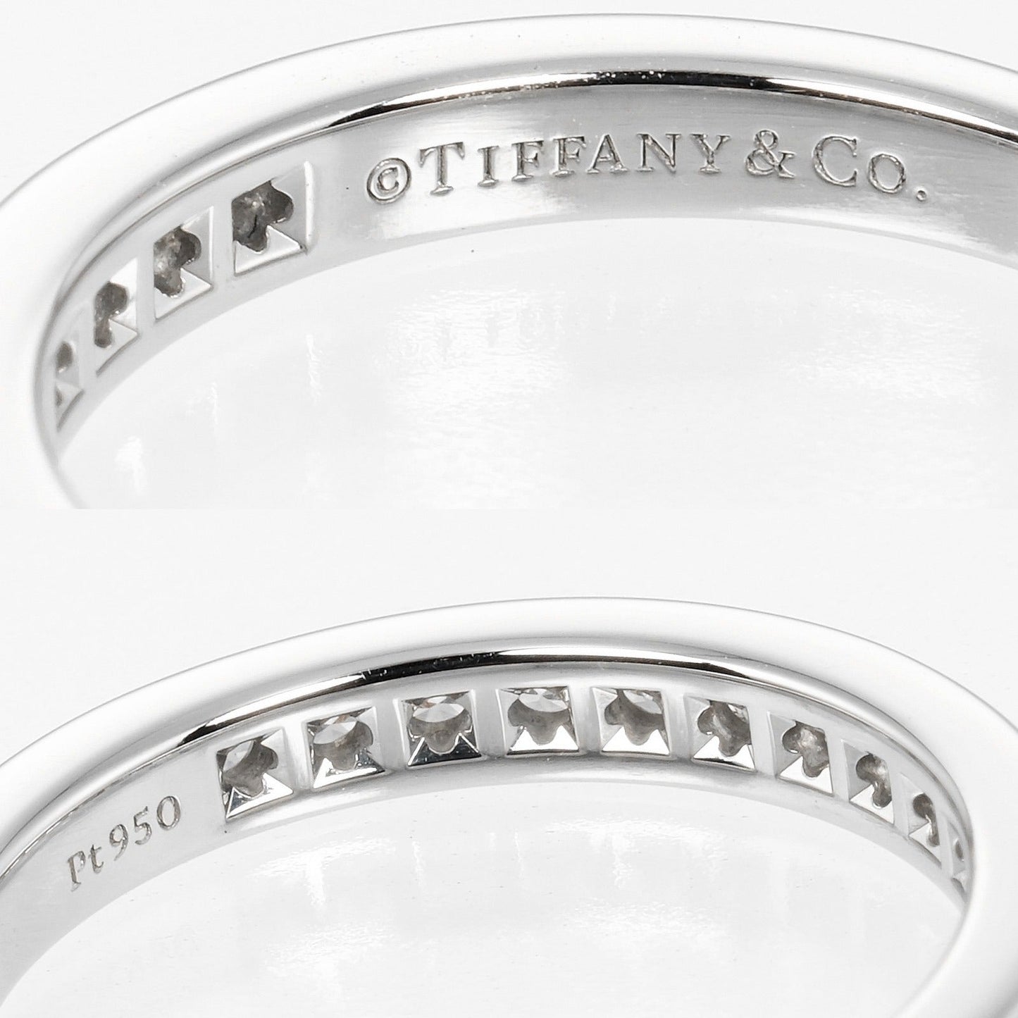 Tiffany&Co. Ring Pt950Platinum, Diamond Clear, Silver 0.1" Model Setting Half Circle Women