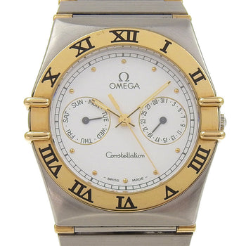 Omega Watches Quartz 1370.2 Stainless Steel Silver Day Date Constellation White Dial Boys