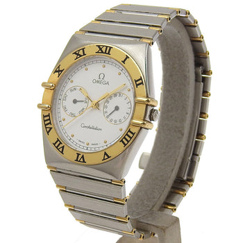 Omega Watches Quartz 1370.2 Stainless Steel Silver Day Date Constellation White Dial Boys