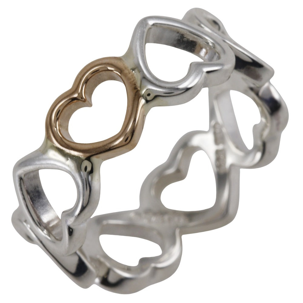 Tiffany&Co. Ring Silver925, K18 Pink Gold Silver Rubbing Heart Band Women