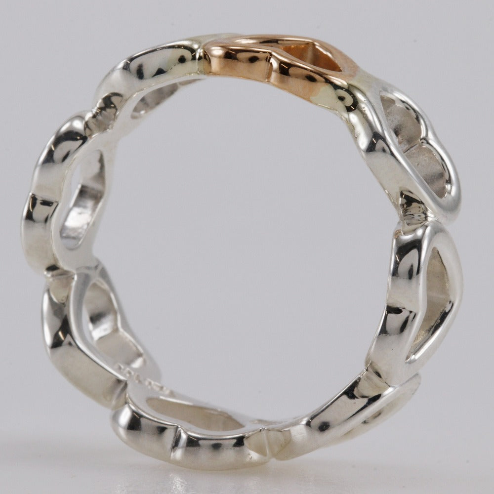 Tiffany&Co. Ring Silver925, K18 Pink Gold Silver Rubbing Heart Band Women