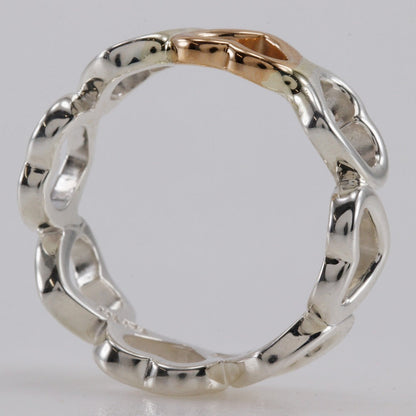 Tiffany&Co. Ring Silver925, K18 Pink Gold Silver Rubbing Heart Band Women
