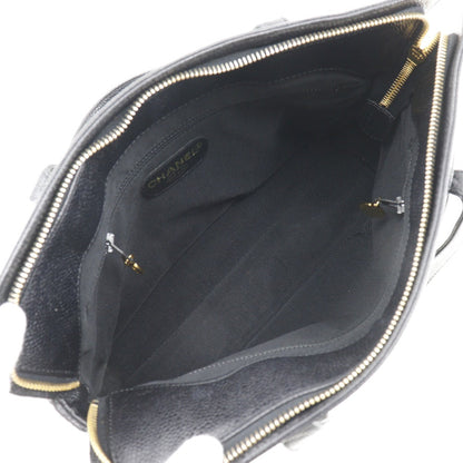Chanel Handbag Caviar Skin Black Logo Women