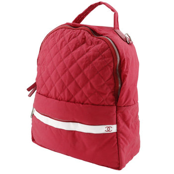 Chanel Backpack Nylon Red Matrasse Coco Mark Women