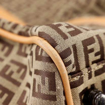 Fendi Boston Duffel Bag 7Vs014 Nylon Canvas, Leather Brown Zucchino Women