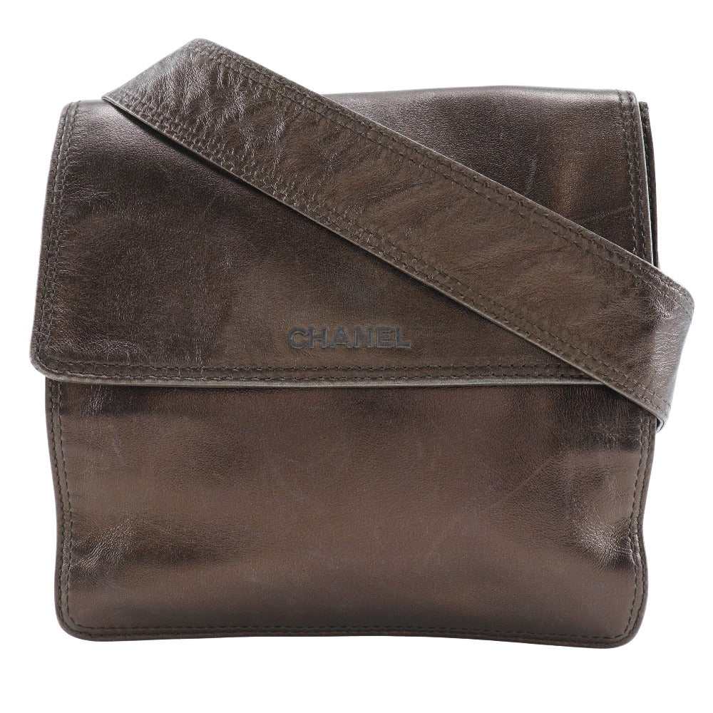 Chanel Shoulder Bag Calfskin Bronze One Belt Women