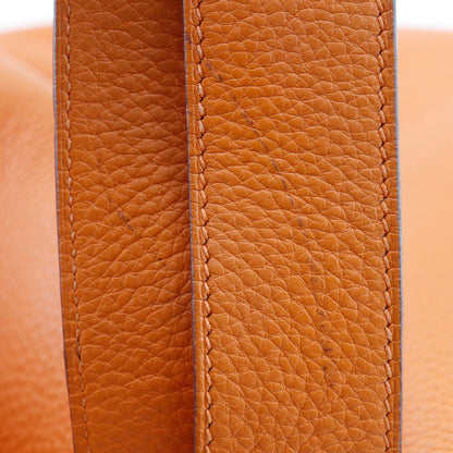 Hermes Handbag Taurillon Clemence Orange / Silver Metal Picotan Lock Gm Women