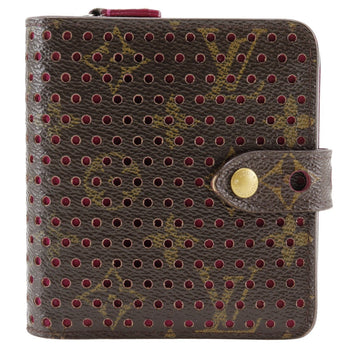 Louis Vuitton Bifold Wallet M95188 Monogram Canvas Brown / Pink Monogram Perfo Compact Zip Women
