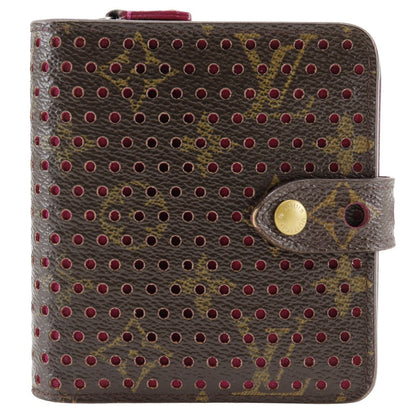 Louis Vuitton Bifold Wallet M95188 Monogram Canvas Brown / Pink Monogram Perfo Compact Zip Women