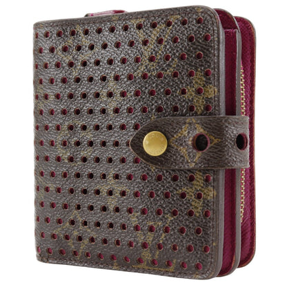 Louis Vuitton Bifold Wallet M95188 Monogram Canvas Brown / Pink Monogram Perfo Compact Zip Women