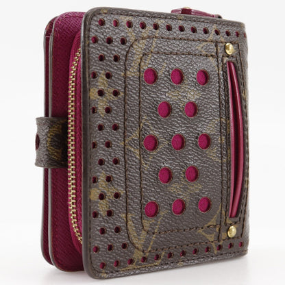 Louis Vuitton Bifold Wallet M95188 Monogram Canvas Brown / Pink Monogram Perfo Compact Zip Women