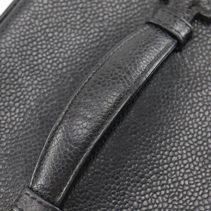 Chanel Handbag Caviar Skin Black Handbag Coco Mark Vanity Women
