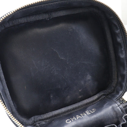 Chanel Handbag Caviar Skin Black Handbag Coco Mark Vanity Women
