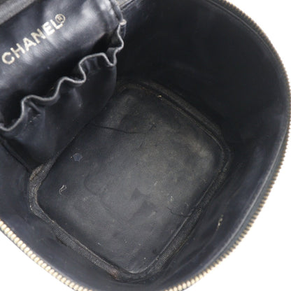 Chanel Handbag Caviar Skin Black Handbag Coco Mark Vanity Women