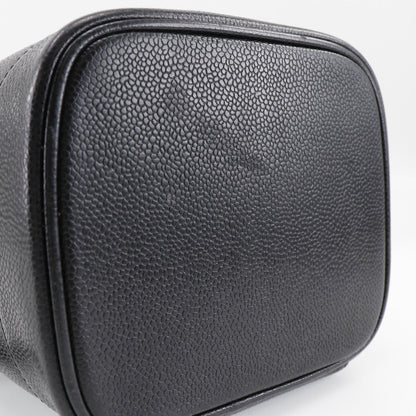 Chanel Handbag Caviar Skin Black Handbag Coco Mark Vanity Women