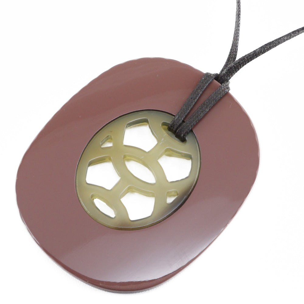 Hermes Necklace 044536Fl Buffalo Horn Brown Lift Gm Women