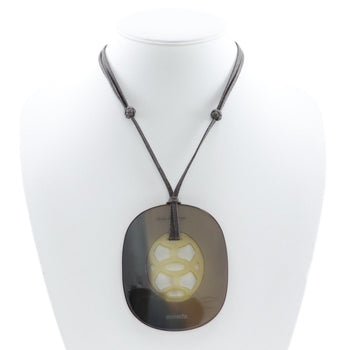 Hermes Necklace 044536Fl Buffalo Horn Brown Lift Gm Women