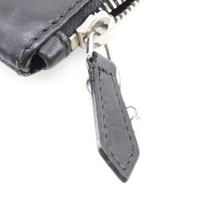 Balenciaga Clutch Bag 373834 Lambskin Black Navy Clip M Unisex(Unisex)