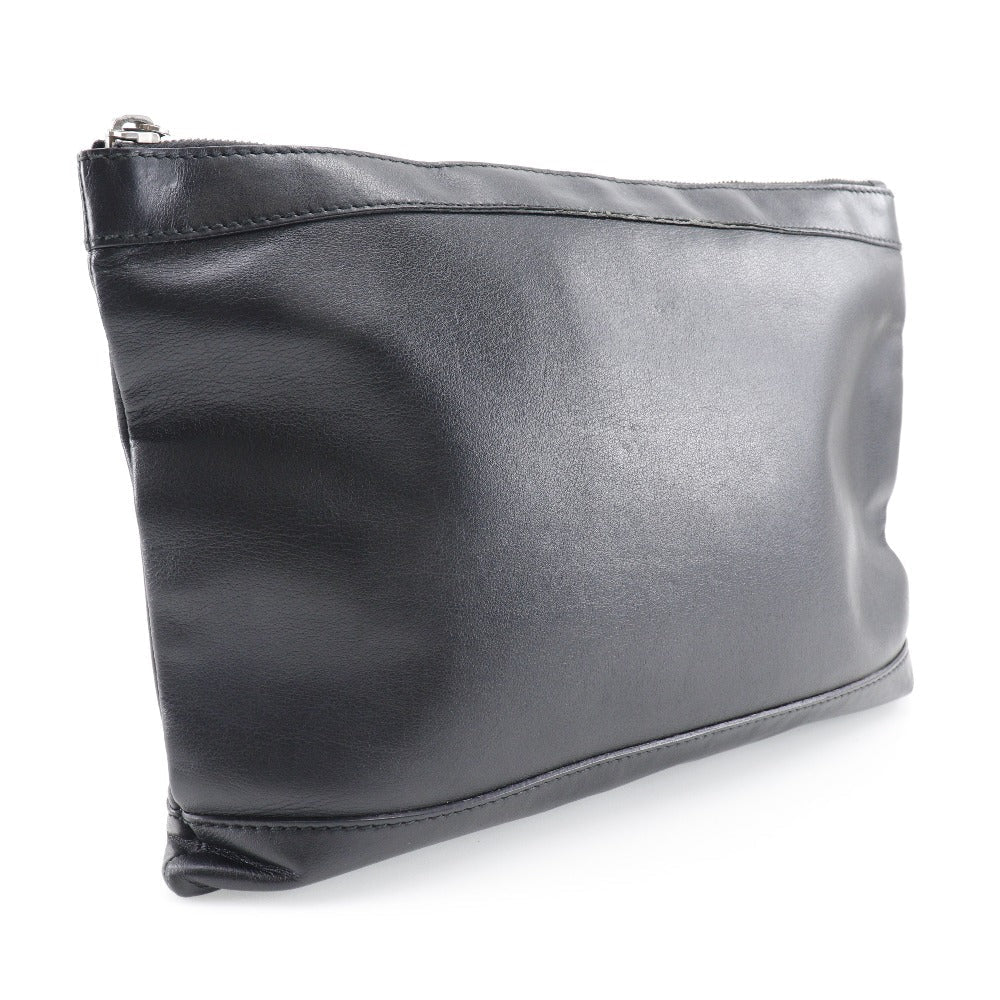 Balenciaga Clutch Bag 373834 Lambskin Black Navy Clip M Unisex(Unisex)
