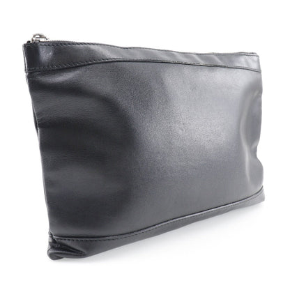 Balenciaga Clutch Bag 373834 Lambskin Black Navy Clip M Unisex(Unisex)