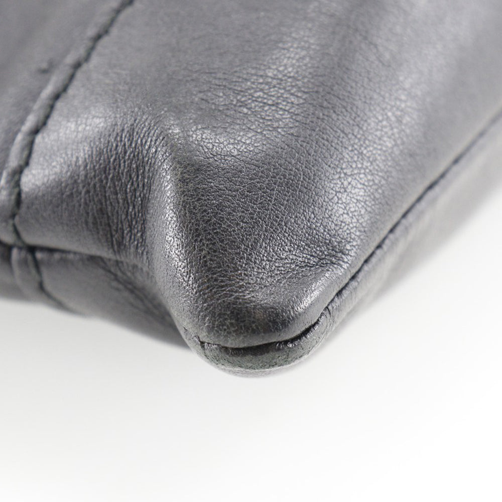 Balenciaga Clutch Bag 373834 Lambskin Black Navy Clip M Unisex(Unisex)