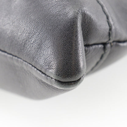 Balenciaga Clutch Bag 373834 Lambskin Black Navy Clip M Unisex(Unisex)