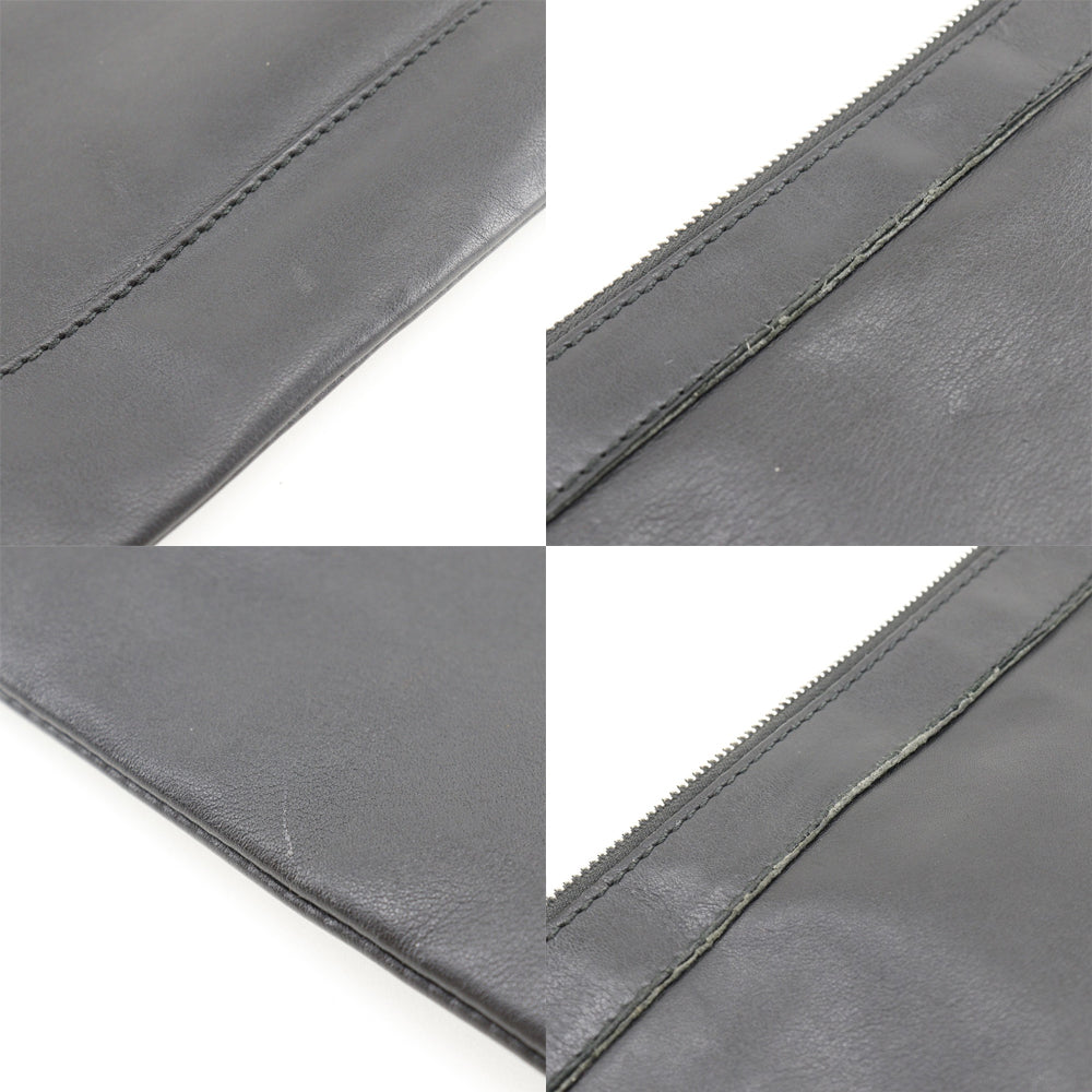 Balenciaga Clutch Bag 373834 Lambskin Black Navy Clip M Unisex(Unisex)