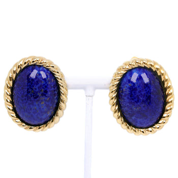 Christian Dior Earring Plated Gold Blue Vintage Women