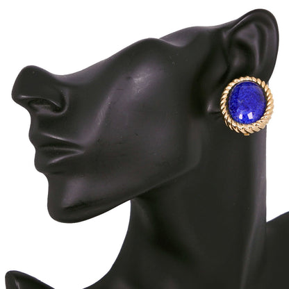 Christian Dior Earring Plated Gold Blue Vintage Women